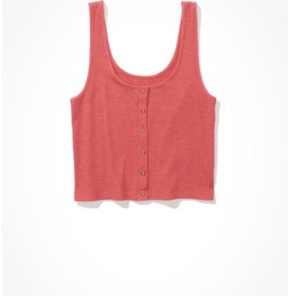 AE cropped snap front tank top